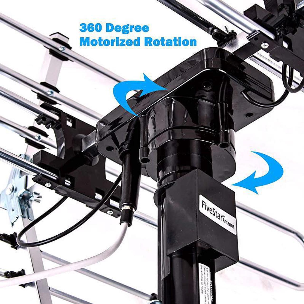 Alt view image 4 of 7 - Newest 2020 Outdoor Digital Amplified HDTV Antenna up to 200 Mile Long Range Directional 360 Degree Rotation by Remote Control HD 4K 1080P FM RadioSupport 5 TVs Plus Installation Kit