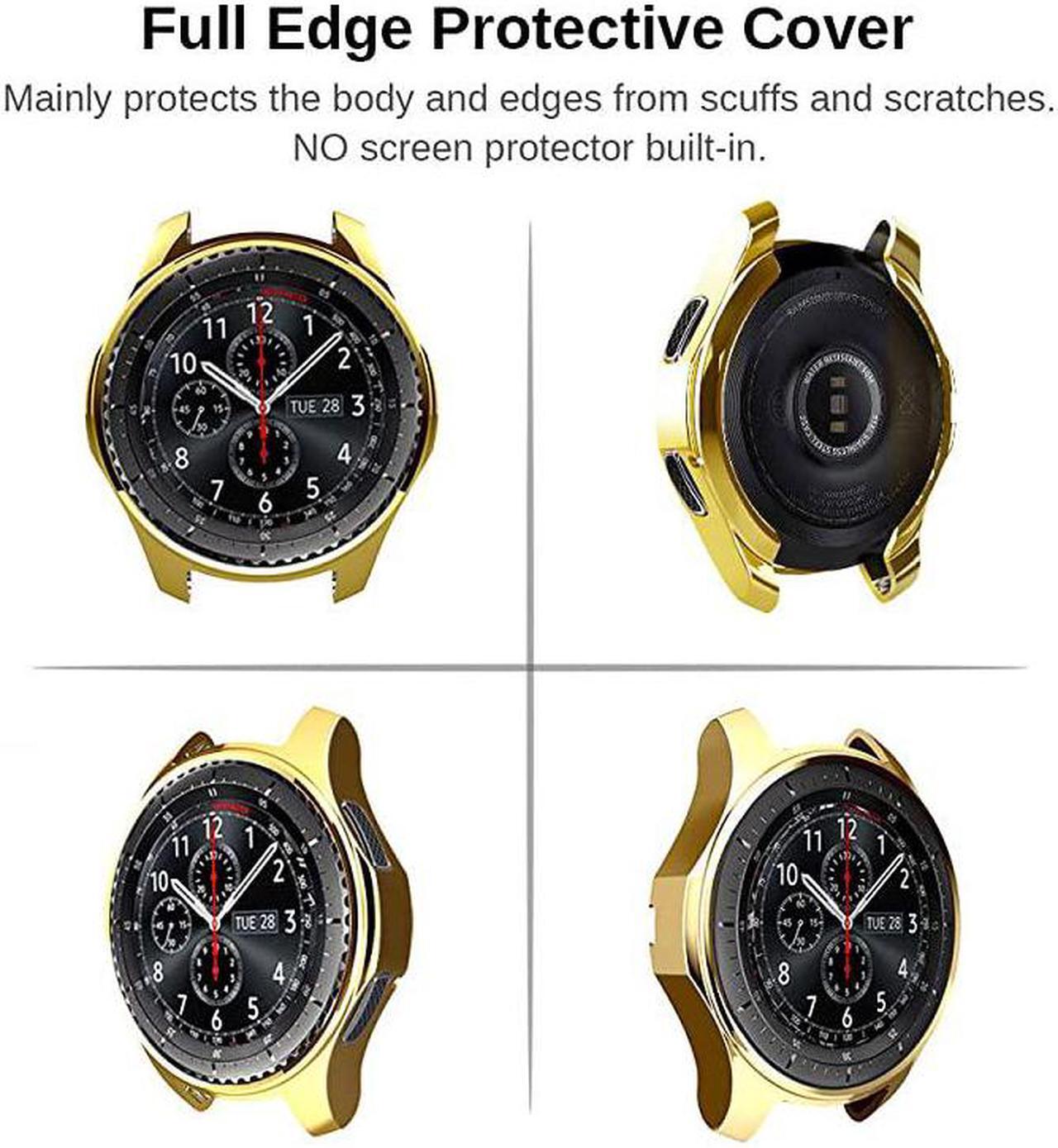 Alt view image 6 of 7 - 2 Pack] Compatible Samsung Galaxy Watch 46mm/ Gear S3 Case Cover, Soft TPU Plated Protective Protector Bumper Cover Case for Samsung Gear S3 Frontier/Classic Black and Gold