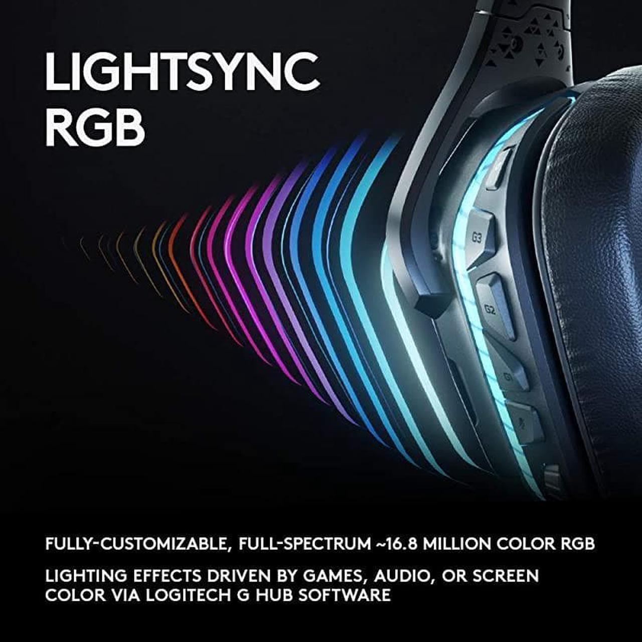Alt view image 5 of 7 - 935 Wireless DTSX 71 Surround Sound LIGHTSYNC RGB PC Gaming Headset Black blue