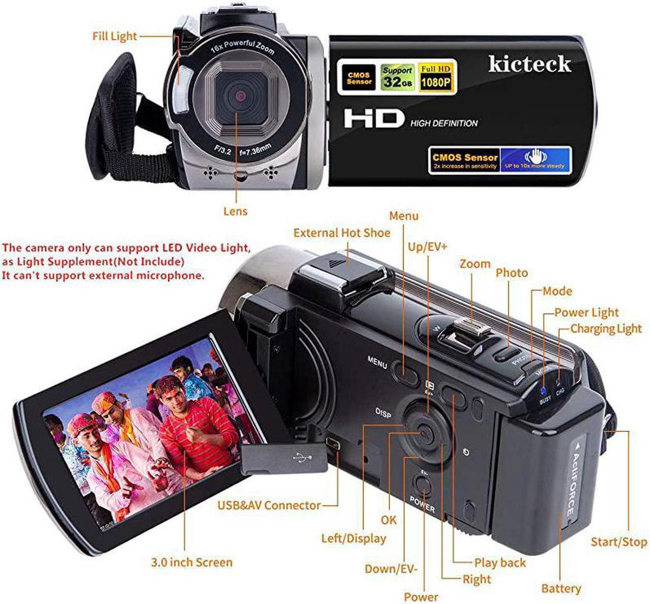 Alt view image 2 of 7 - Video Camera Camcorder Digital YouTube Vlogging Camera Recorder  Full HD 1080P 15FPS 24MP 30 Inch 270 Degree Rotation LCD 16X Digital Zoom Camcorder with 2 Batteries604s