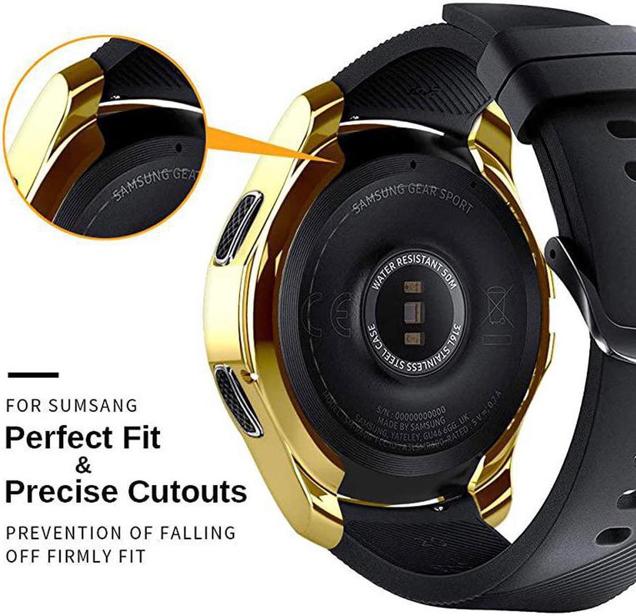 Alt view image 5 of 7 - 2 Pack] Compatible Samsung Galaxy Watch 46mm/ Gear S3 Case Cover, Soft TPU Plated Protective Protector Bumper Cover Case for Samsung Gear S3 Frontier/Classic Black and Gold