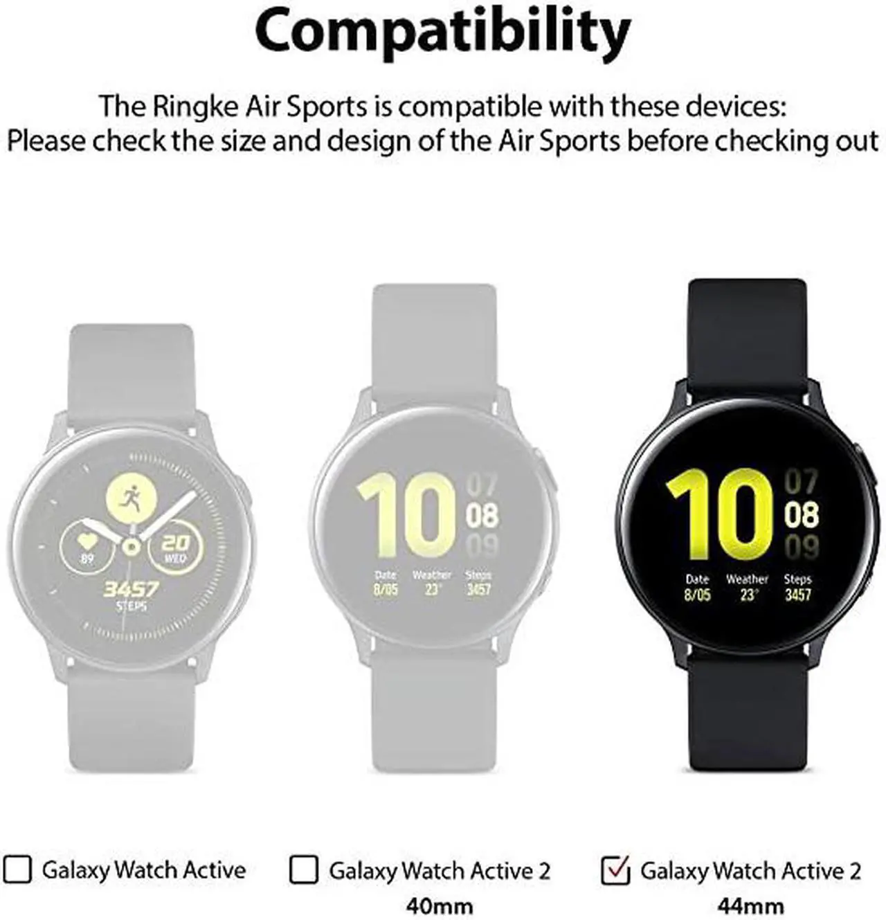 Alt view image 2 of 7 - Air Sport Case Designed for Galaxy Watch Active 2 44mm - Black
