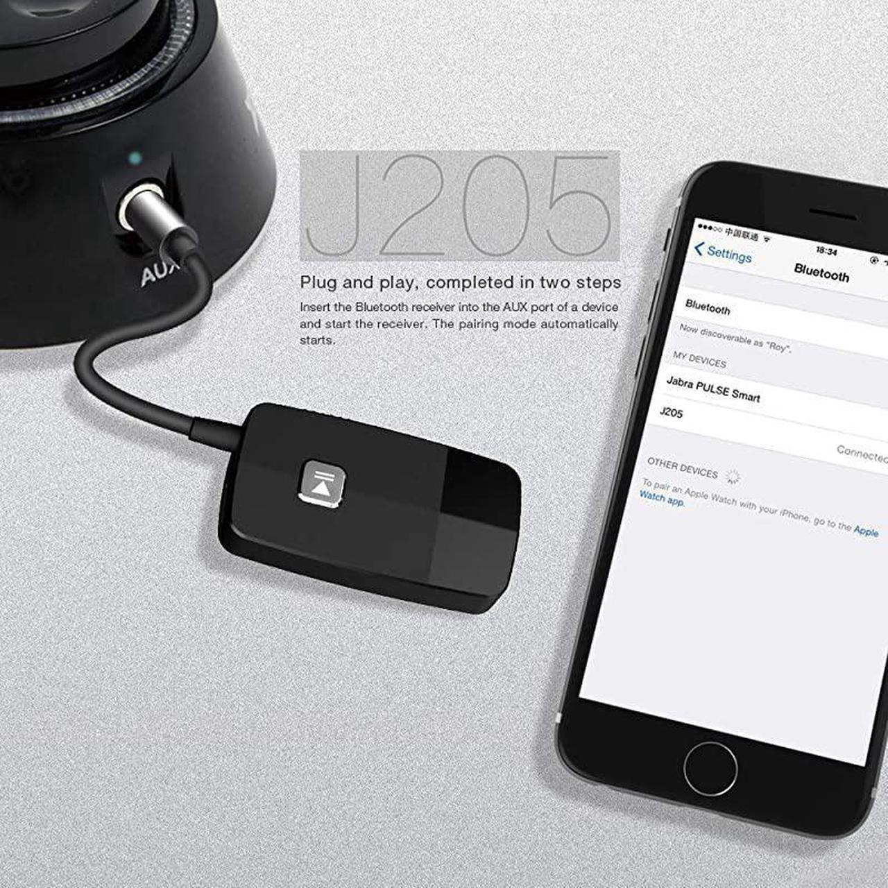 Alt view image 2 of 7 - Bluetooth 50 Receiver for Speaker Wireless Audio Adapter for Home Audio Car Stereo with 35mm RCA Jack 16 Hours Playtime Dual Connection to 2 Cell Phones Easy Control OnOff Slider