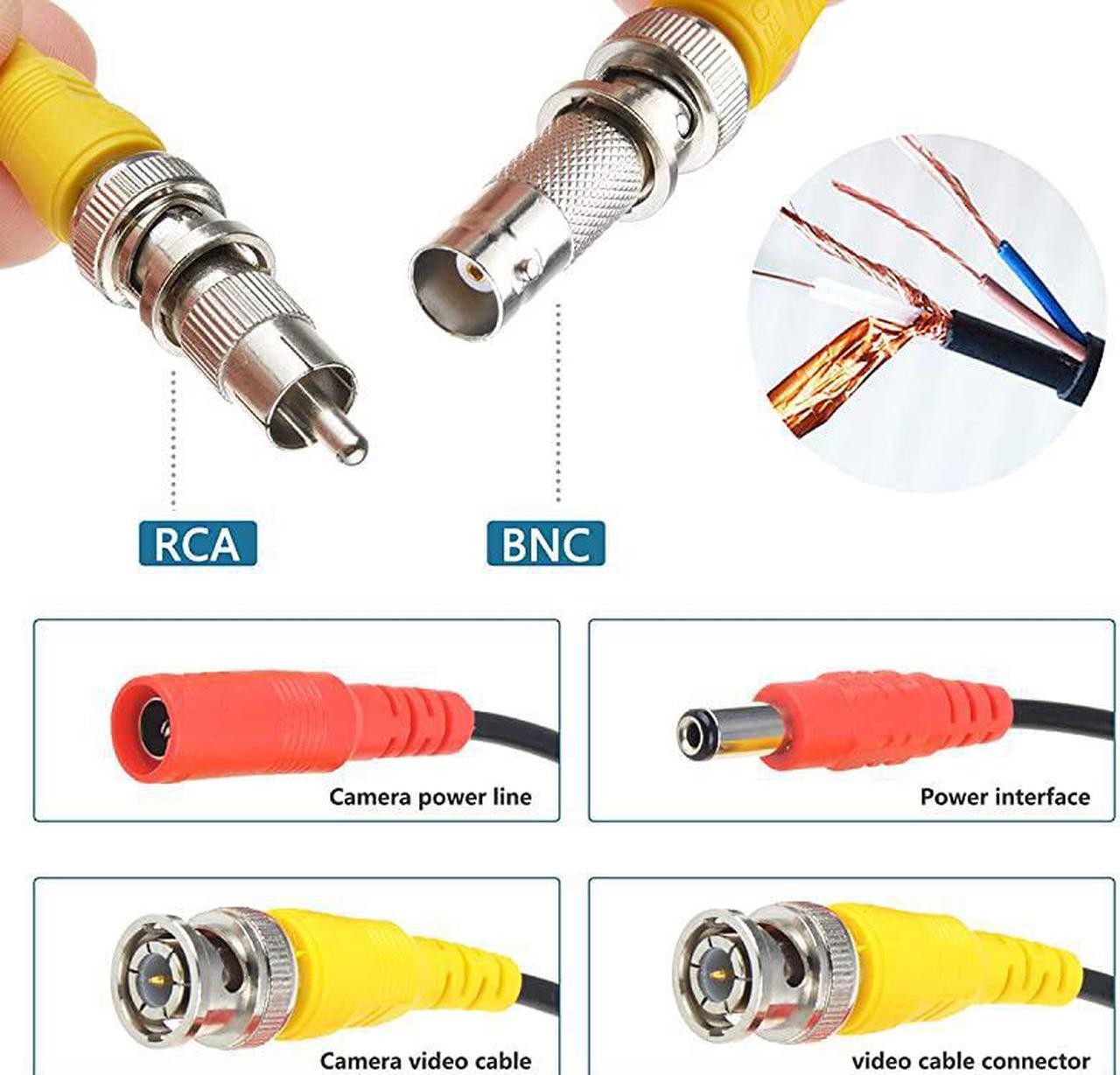 Alt view image 4 of 5 - BNC Cables  2 Pack HD Security Camera Cables Heavy Duty BNC Video Power Cable BNC Wire Extension with BNC to BNC BNC to RCA Connectors DC Power Cables for CCTV Security Camera 25FT 2PACK
