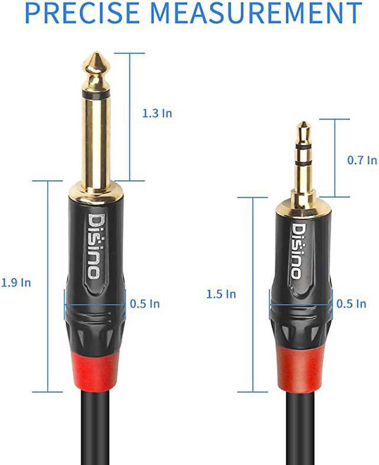 Alt view image 3 of 7 - 14 inch TS to 18 inch TRS Cable 14 TS Mono to 18 inch35mm TRS Stereo Interconnect Adapter CableMono to Stereo Patch Cord 33 Feet 1 Meter