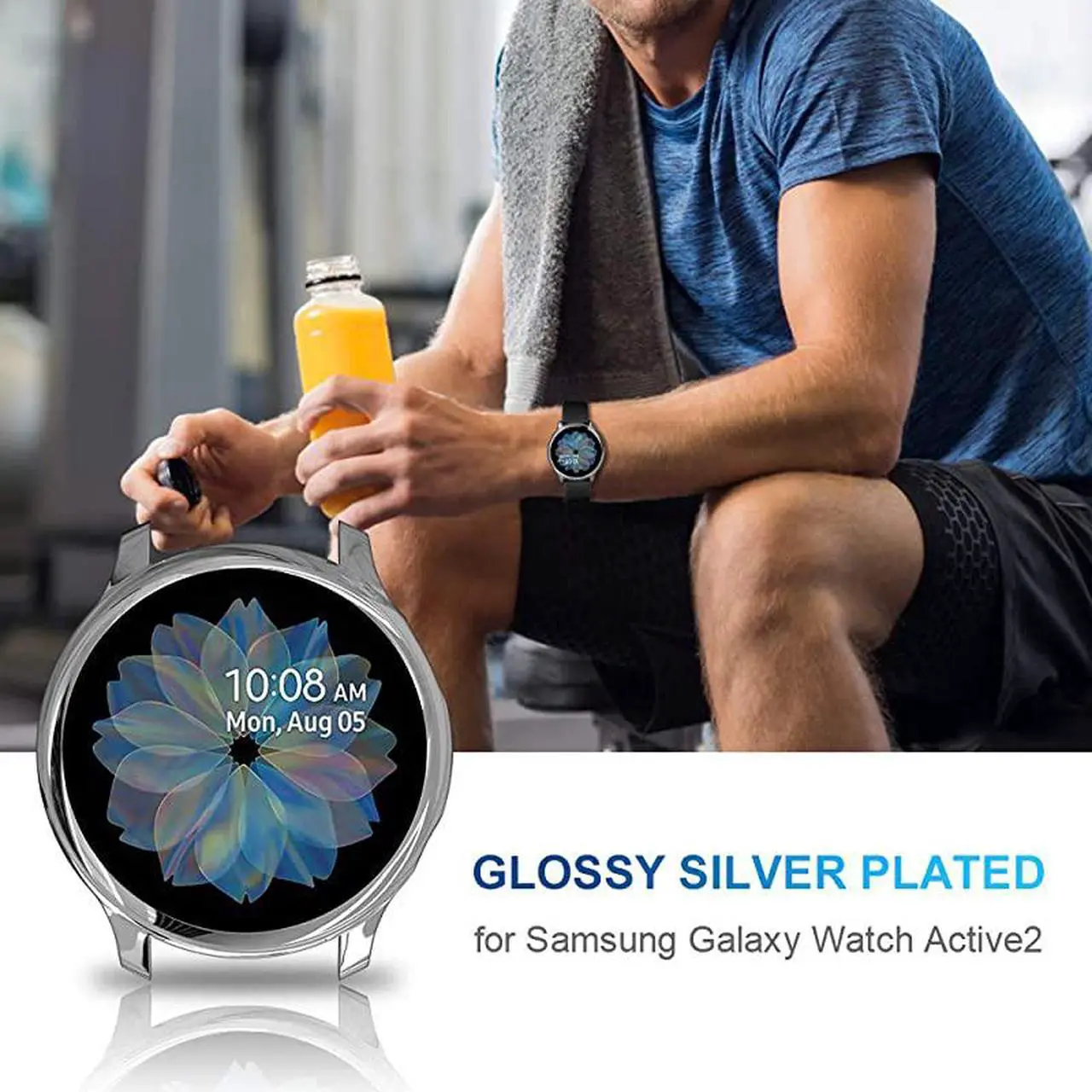 Alt view image 7 of 7 - 2 Pack  Compatible with Samsung Galaxy Watch Active 2 Screen Protector Case 44mm 40mm Soft TPU Bumper Full Around Cover for Samsung Galaxy Watch Active2 44 40 Silver 40mm