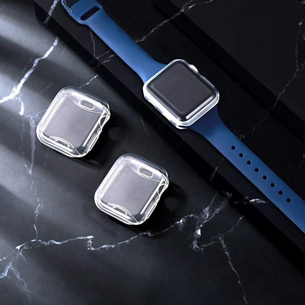 Alt view image 2 of 7 - 3 Pack Compatible with Apple Watch Case 38mmSoft HD High Sensitivity Screen Protector with TPU All Around AntiFall Bumper Protective Case Cover for iWatch Series 321 38mm3 Clear