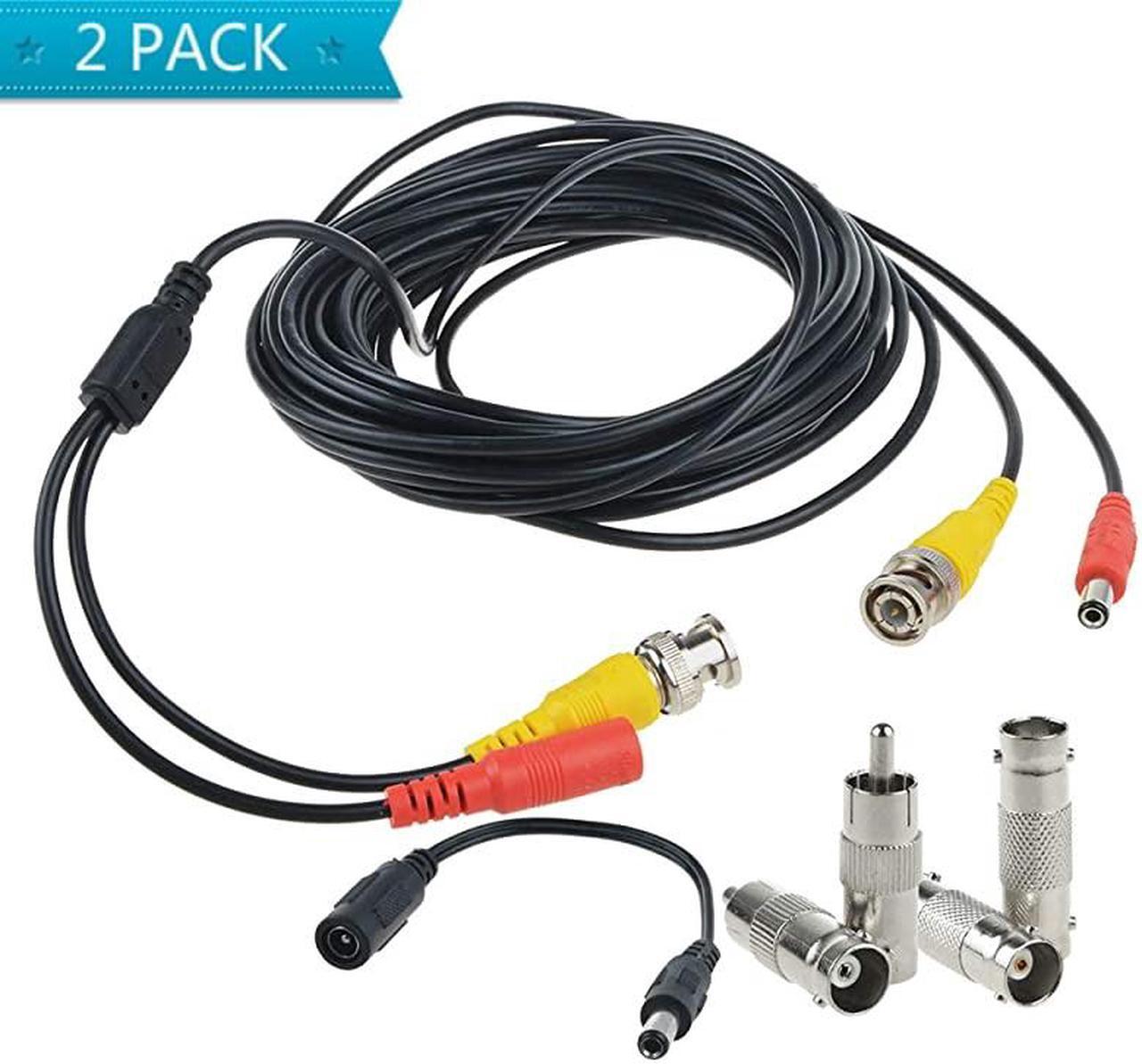 Main image of BNC Cables  2 Pack HD Security Camera Cables Heavy Duty BNC Video Power Cable BNC Wire Extension with BNC to BNC BNC to RCA Connectors DC Power Cables for CCTV Security Camera 25FT 2PACK