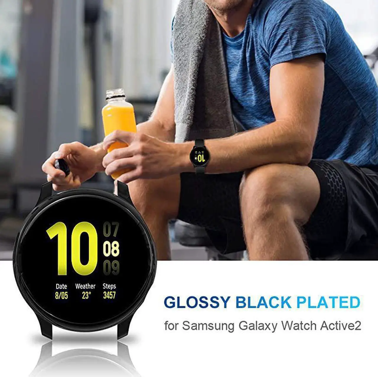 Alt view image 7 of 7 - 2 Pack  Compatible with Samsung Galaxy Watch Active 2 Screen Protector Case 44mm 40mm Soft TPU Bumper Full Around Cover for Samsung Galaxy Watch Active2 44 40 Black 40mm