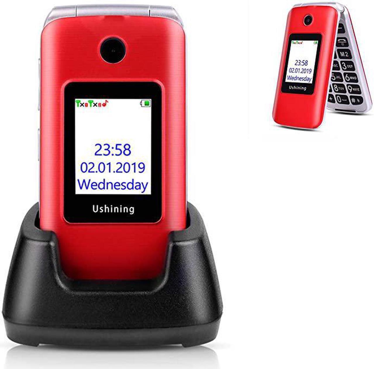 Main image of 3G Unlocked Senior Flip Phone Dual SIM Card FM Radio GSM Unlocked Flip Phone 28quot LCD and Large Keypad with Charging Cradle Red