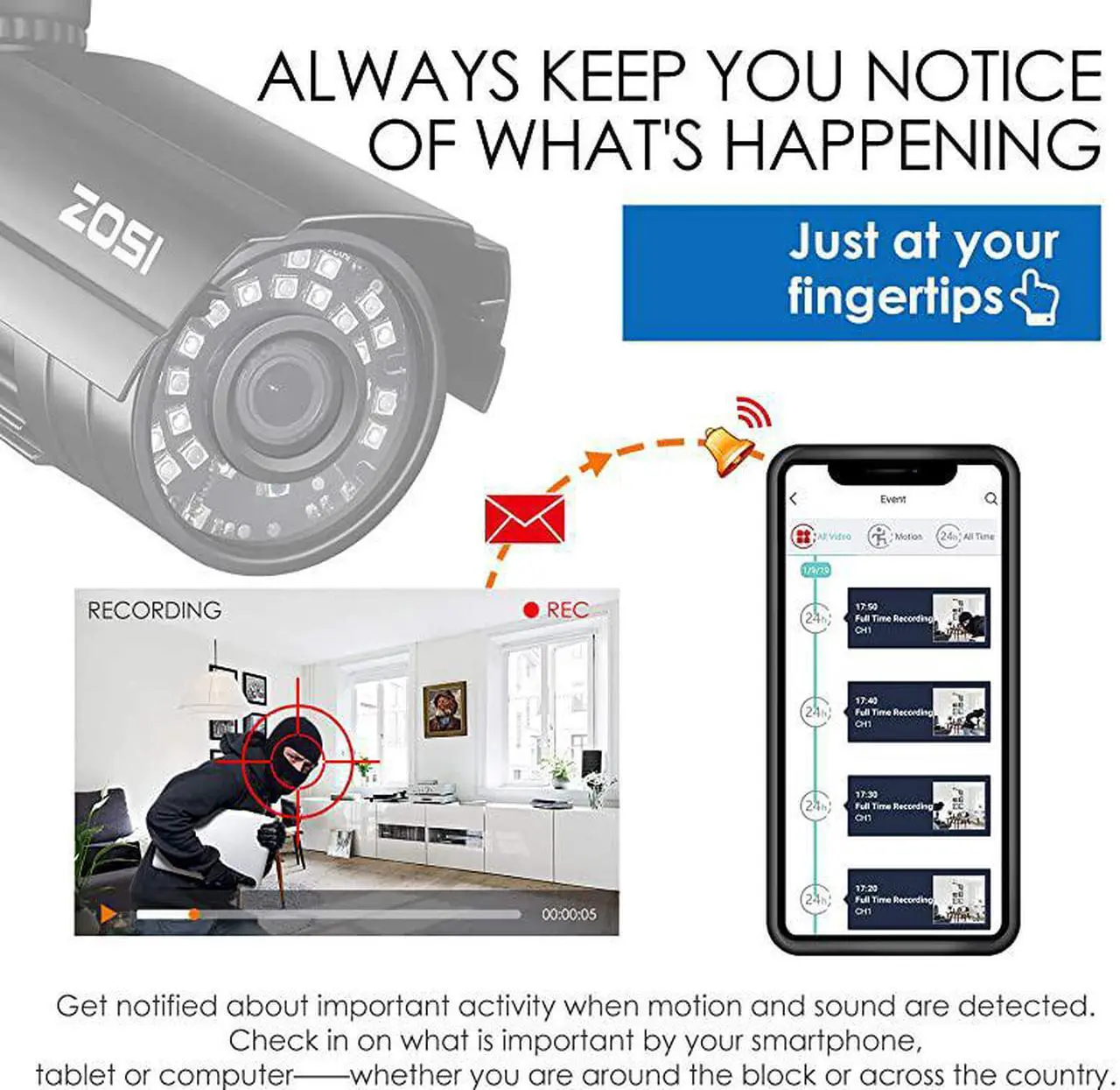 Alt view image 5 of 7 - 8CH Security Cameras System with Hard Drive 1TB5MP Lite H265+ 8Channel CCTV DVR Recorder with 8pcs 1080P HD Indoor Outdoor 1920TVL Surveillance Cameras with Night Vision for 247 Recording