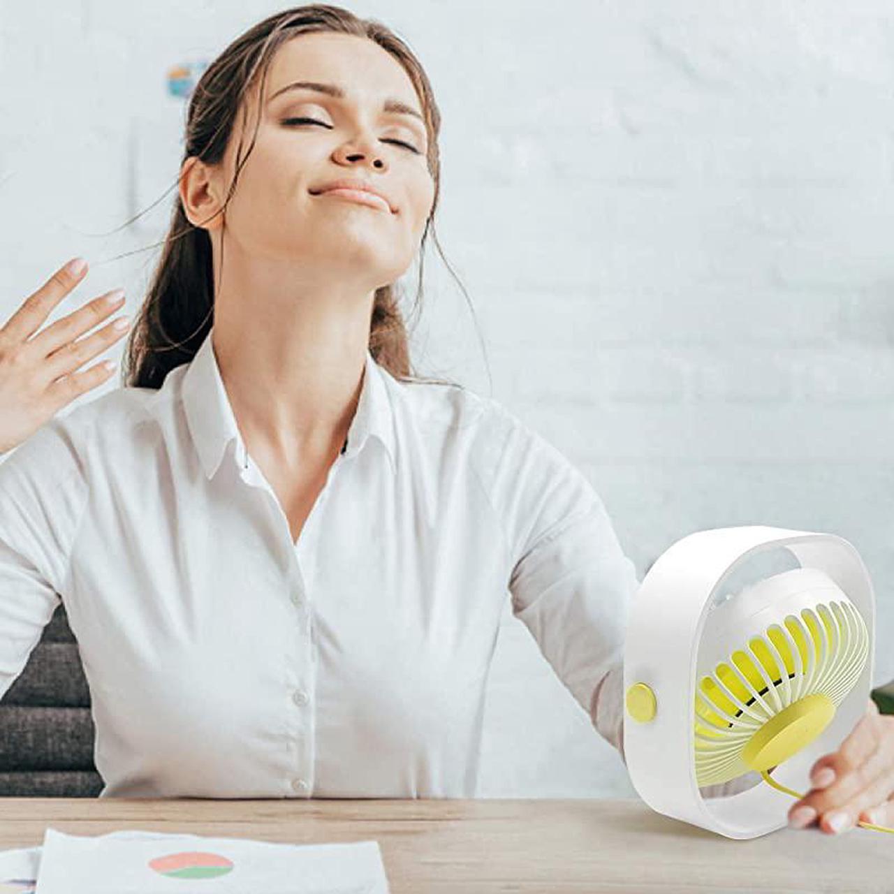 Alt view image 3 of 7 - USB Desk Fan 3 Speed Personal Small Desktop Table Quiet USB Fan for Home Office Car Outdoor Travel White