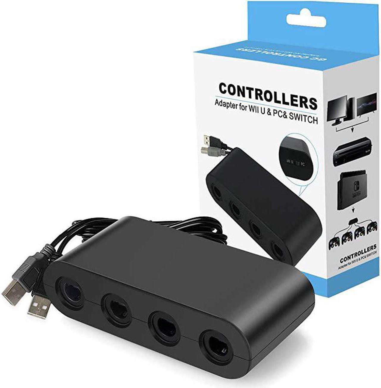 Main image of Controller Adapter for Gamecube Compatible with Nintendo Switch Super Smash Bros Switch Gamecube Adapter for WII U PC 4 Port Black W046