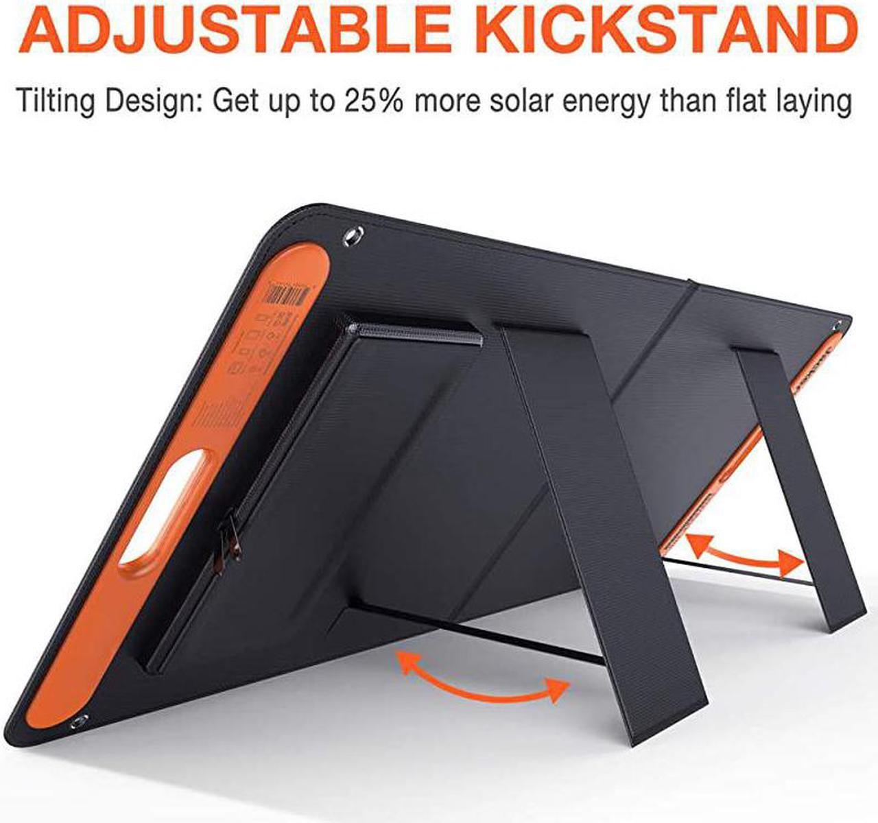 Alt view image 4 of 7 - SolarSaga 100W Portable Solar Panel for Explorer 1602405001000 Power Station Foldable US Solar Cell Solar Charger with USB Outputs for Phones Cant Charge Explorer 440 PowerPro
