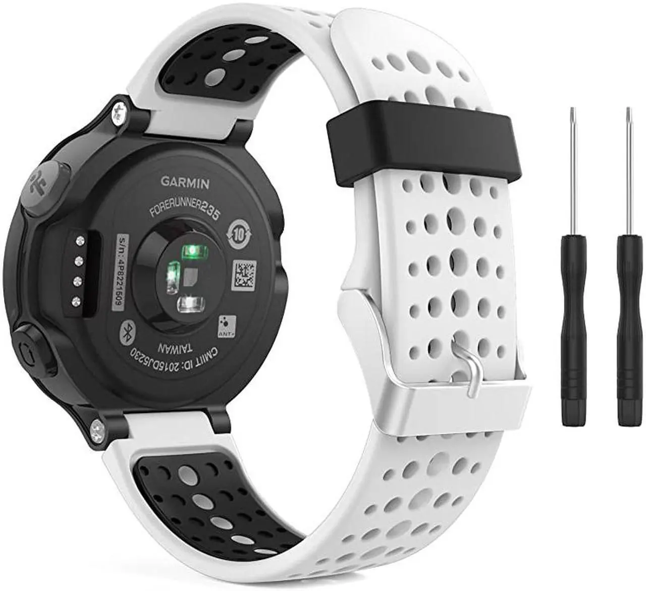 Main image of Watch Band Compatible with Garmin Forerunner 235 Soft Silicone Replacement Watch Band for Garmin Forerunner 235235 Lite220230620630735XT White Black