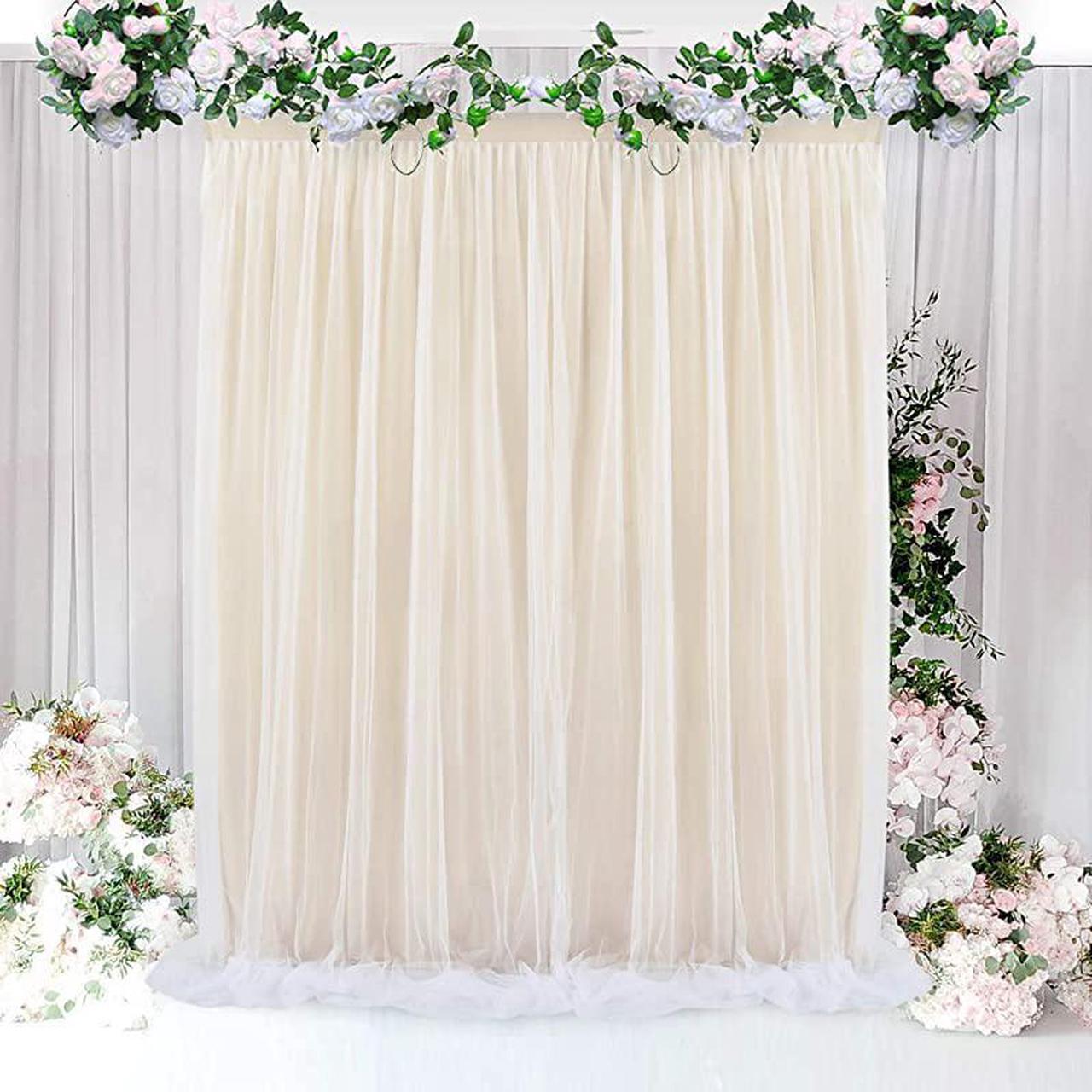Alt view image 2 of 7 - Tulle Backdrop Curtains for Baby Shower Party Wedding Photo Drape Backdrop for Photography Props Engagement Bridal Shower 5 ft X 7 ft