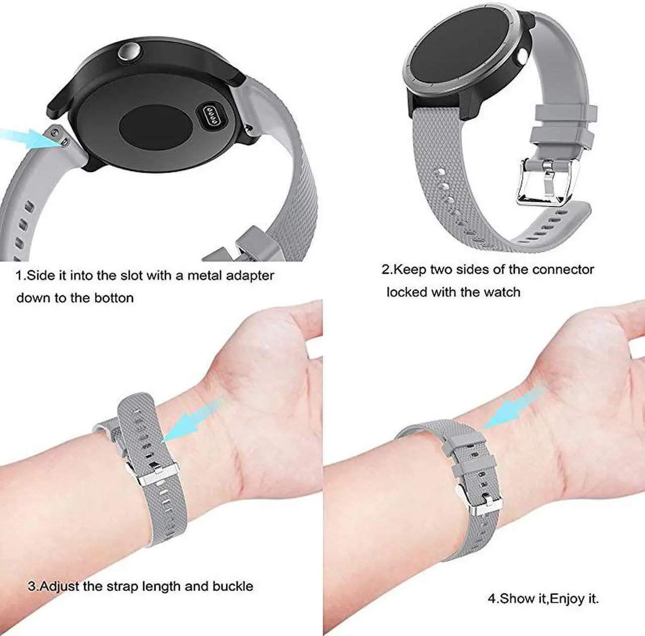 Alt view image 6 of 6 - Vivoactive 3 Watch Band 20mm Soft Silicone ReplacementBands for Garmin Vivoactive 3 Garmin Forerunner 645 MusicSamsung Galaxy 42mmGalaxy Watch 3 41mm Smart Watch 3Pack