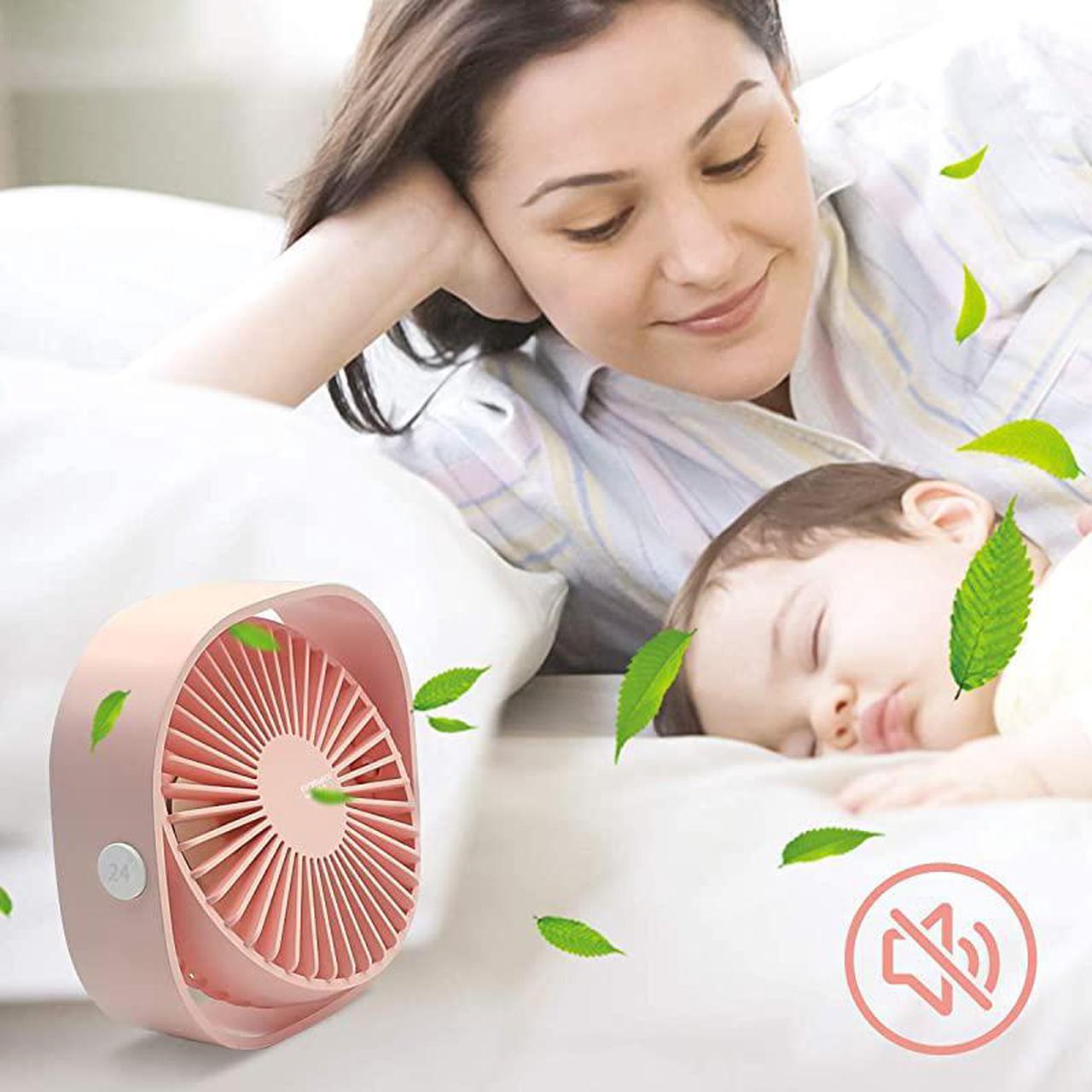Alt view image 6 of 7 - USB Desk Fan 3 Speed Personal Small Desktop Table Quiet USB Fan for Home Office Car Outdoor Travel White