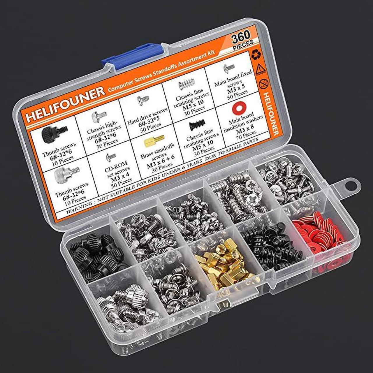 Alt view image 6 of 6 - 360 Pieces Computer Standoffs Screws Assortment Kit for Hard Drive Computer Case Motherboard Fan Power Graphics
