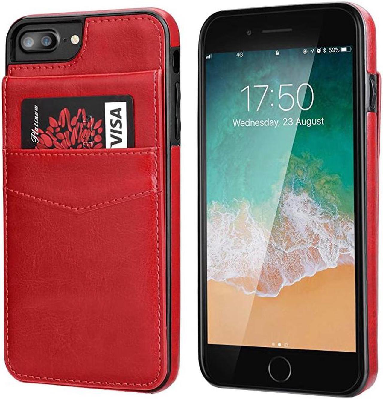 Alt view image 3 of 3 - iPhone 7 Plus iPhone 8 Plus Case Wallet with Credit Card Holder Premium Leather Magnetic Clasp Kickstand Heavy Duty Protective Cover for iPhone 78 Plus 55 Inch Red