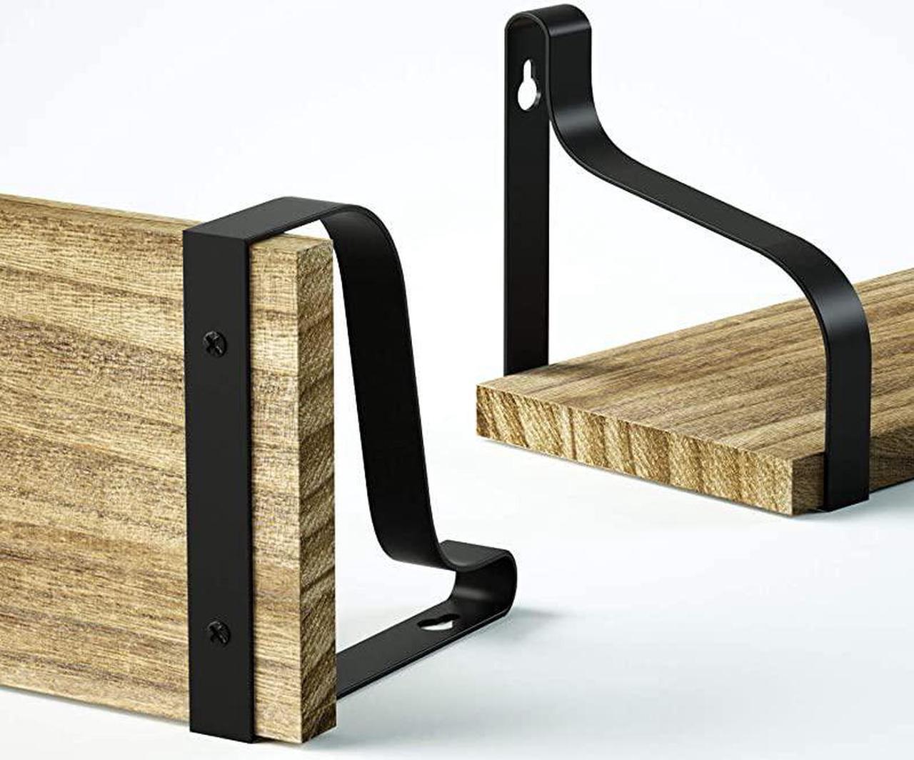 Alt view image 5 of 6 - Floating Shelves Wall Mounted Set of 3 Rustic Wood Wall Storage Shelves for Bedroom Living Room Bathroom Kitchen Office and More Carbonized Black
