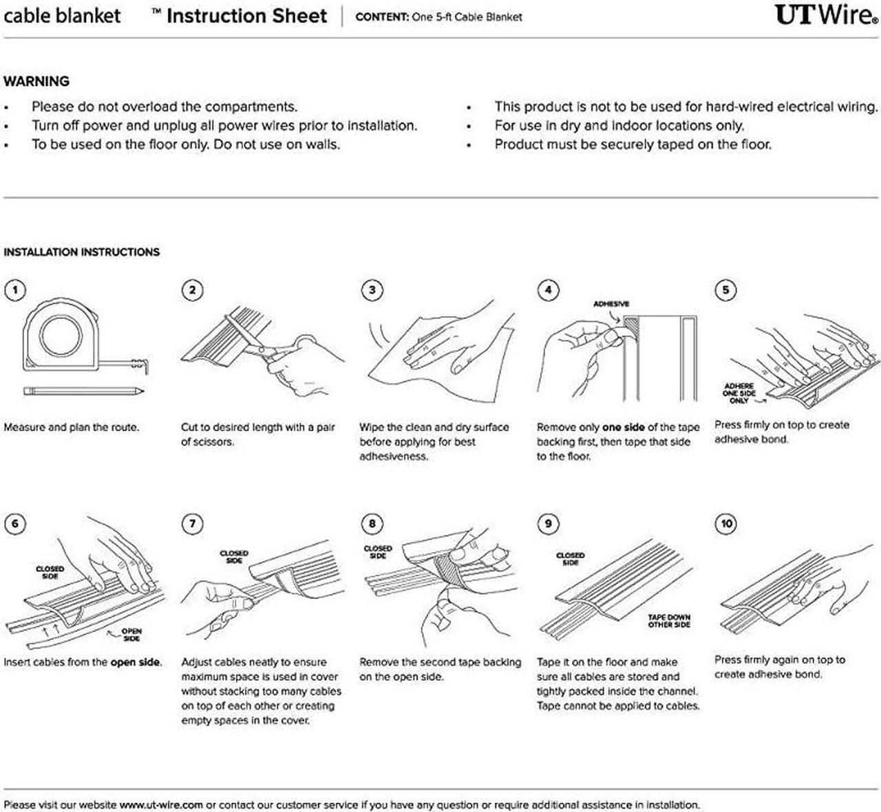 Alt view image 6 of 6 - 10FT Cable Blanket Low Profile Cord Cover and Protector Gray