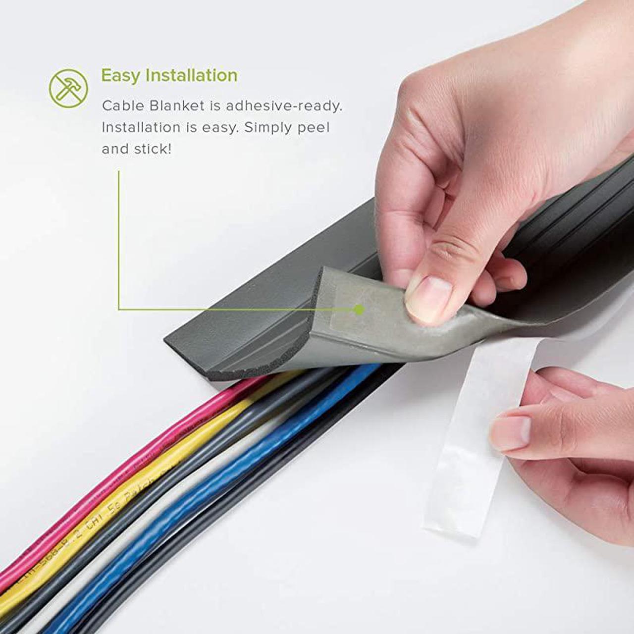 Alt view image 3 of 6 - 10FT Cable Blanket Low Profile Cord Cover and Protector Gray
