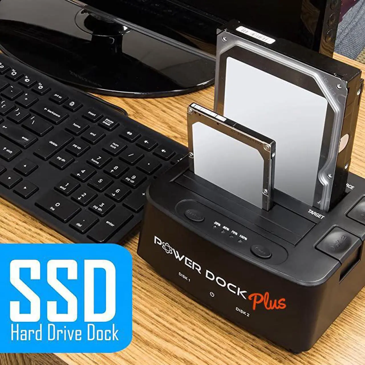 Alt view image 2 of 7 - USB 30 to Dual Bay SATASSD Hard Drive Dock w Offline Clone Function Compatible w 2535 SATA HDDSSD SATA IIIIII Build in USB 30 Hub SD Card Reader Support 2x8TB Drives amp UASP