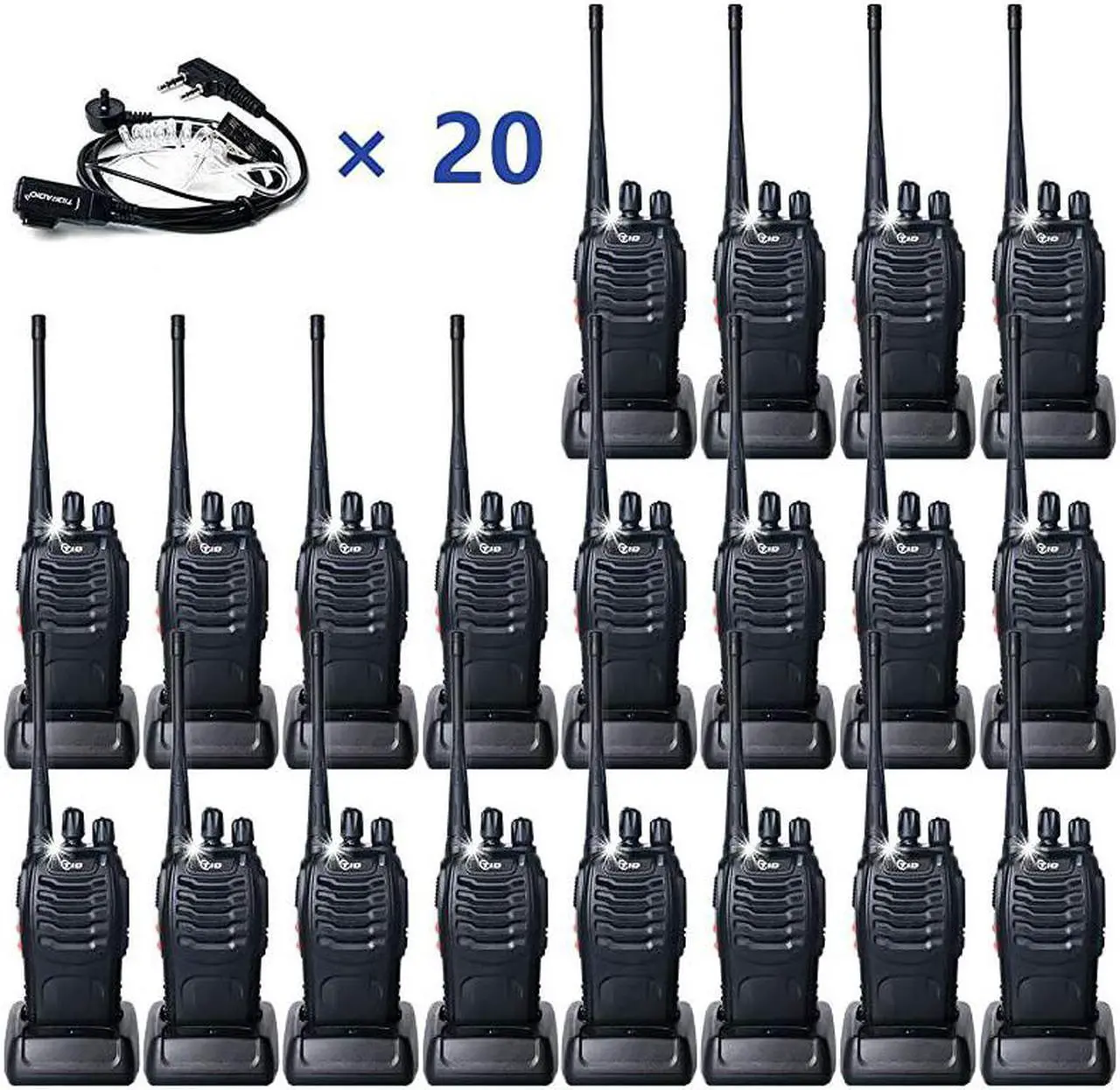 Main image of RADIO TDV2 Two Way Radio UHF 2 Way Radios Walkie Talkies Long Range Hand Free Walkie Talkies for Adults with Secret Service Earpiece 20 Pack