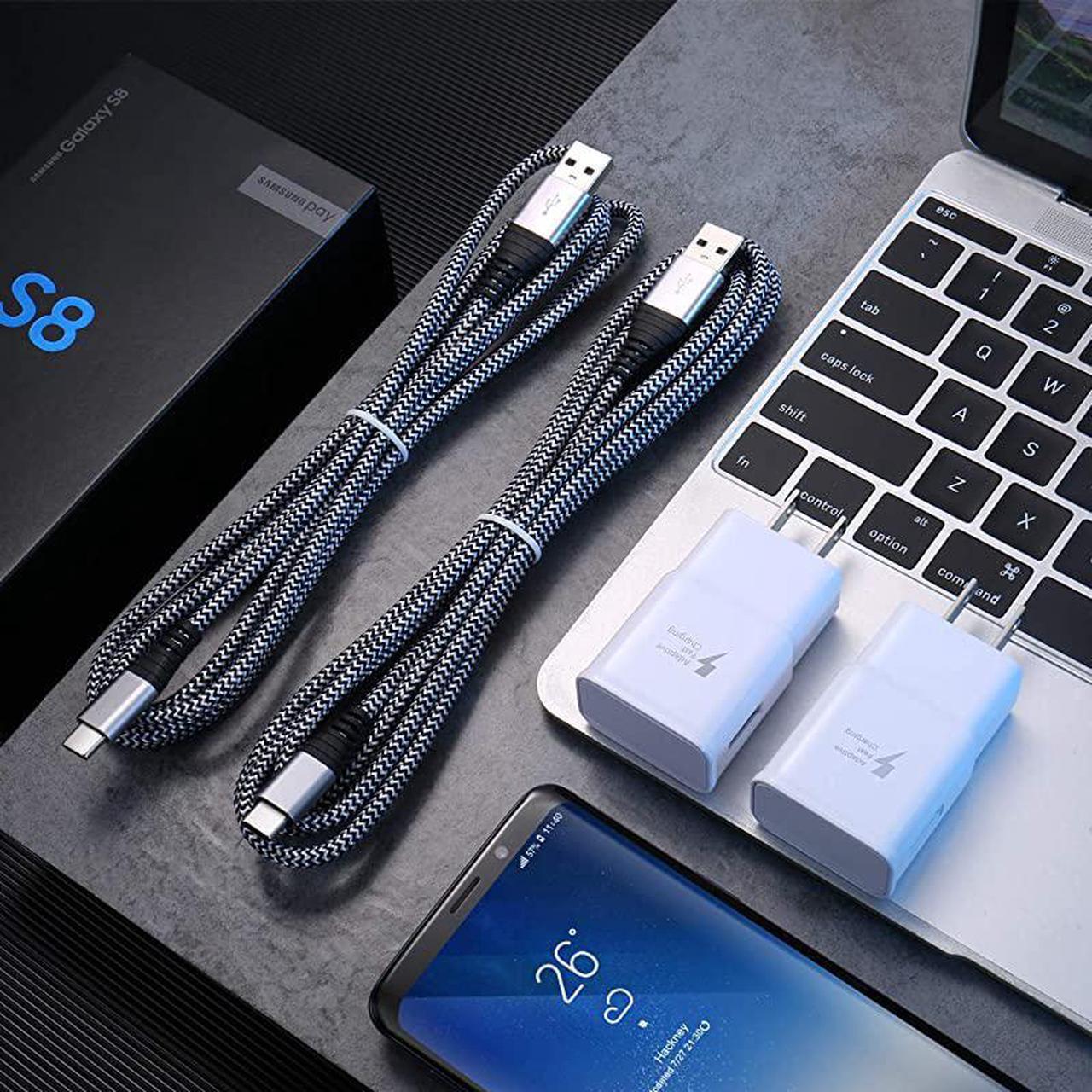 Alt view image 6 of 7 - Adaptive Fast Charger Kit Set with USB Type C Cable 6ft  2 Pack USB C Fast Charger Type C Charger Compatible with Samsung Galaxy S10S10+S10eS9S9 PlusS8S8+Note 89LGHTC and More