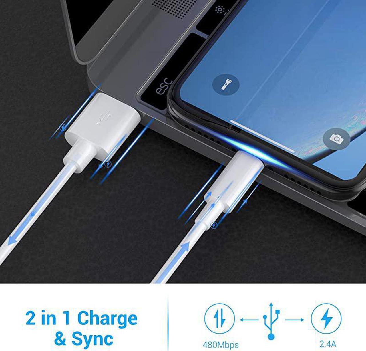 Alt view image 6 of 7 - Cable MFi Certified iPhone Charger 3Pack 6ft Durable to USB A Charging Cable Cord Compatible with iPhone 12 SE 2020 11 Xs Max XR X 8 7 6S 6 Plus 5S iPad Pro iPod Airpods White