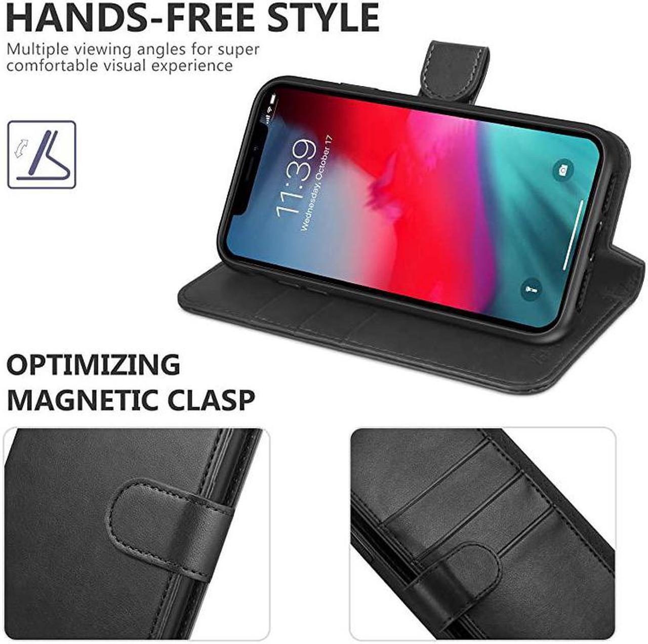 Alt view image 4 of 7 - iPhone XR Wallet Case iPhone XR Case Premium PU Leather Flip Cover Shockproof TPU Shell with Stand RFID Blocking Credit Card Slot Wireless Charging Compatible with iPhone XR 61 Black