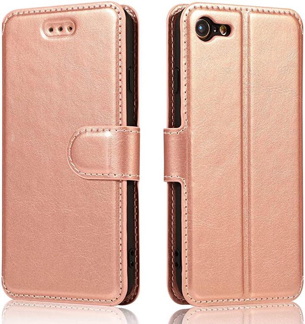 Main image of iPhone 6 Plus iPhone 6S Plus Case Premium PU Leather Simple Wallet Case TPU Bumper [Card Slots] [Kickstand] [Magnetic Closure] Shockproof Flip Cover for Apple iPhone 6P iPhone 6SP Rose Gold