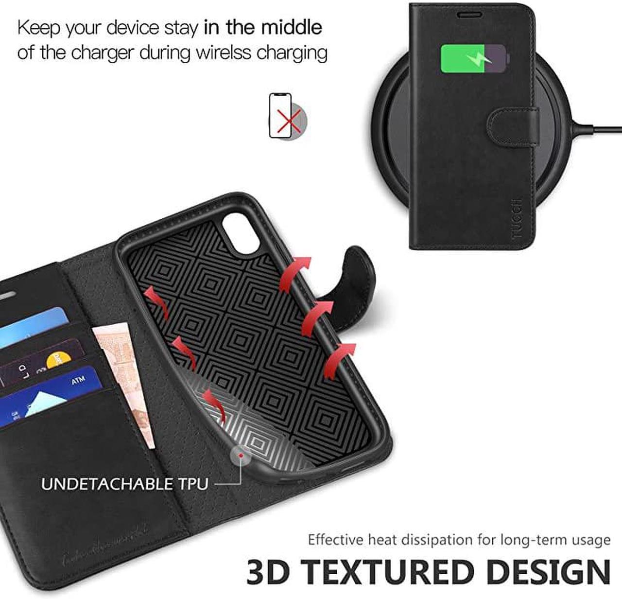 Alt view image 5 of 7 - iPhone XR Wallet Case iPhone XR Case Premium PU Leather Flip Cover Shockproof TPU Shell with Stand RFID Blocking Credit Card Slot Wireless Charging Compatible with iPhone XR 61 Black