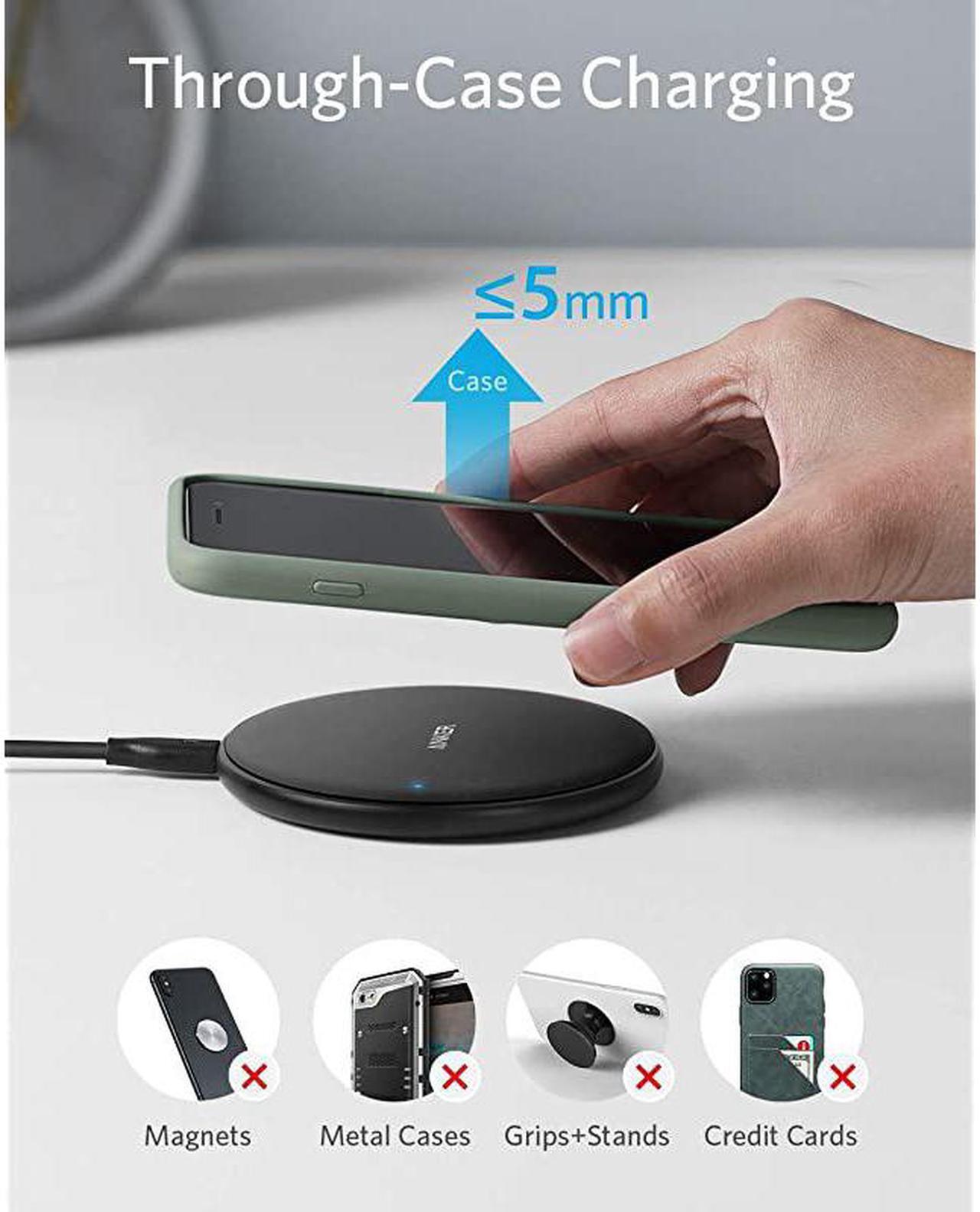 Alt view image 5 of 7 - Wireless Charger PowerWave Pad QiCertified 10W Max for iPhone SE 2020 11 11 Pro 11 Pro Max AirPods Galaxy S20 S10 Note 10 9 No AC Adapter Not Compatible with MagSafe Magnetic Charging