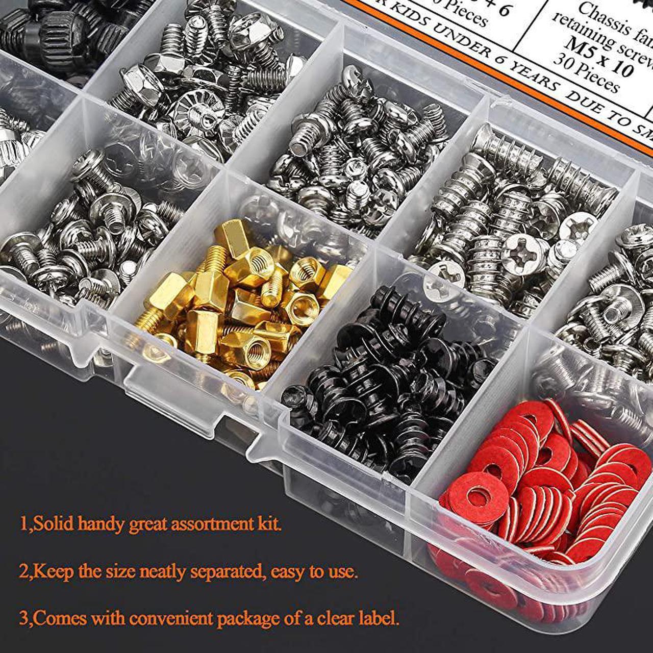 Alt view image 5 of 6 - 360 Pieces Computer Standoffs Screws Assortment Kit for Hard Drive Computer Case Motherboard Fan Power Graphics