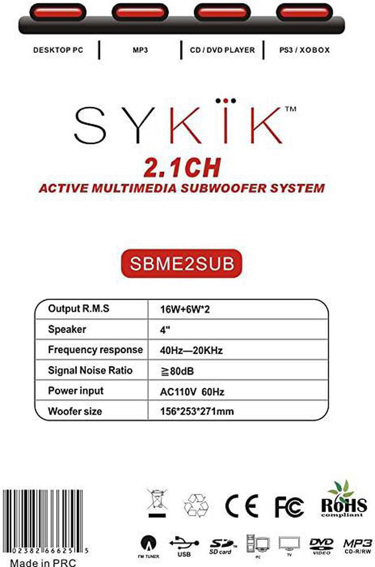 Alt view image 3 of 3 - SBME2SUB Bluetooth Sound Bar with subwoofer Wireless Remote FM Radio RCA Input USB SD Ports and bass Control