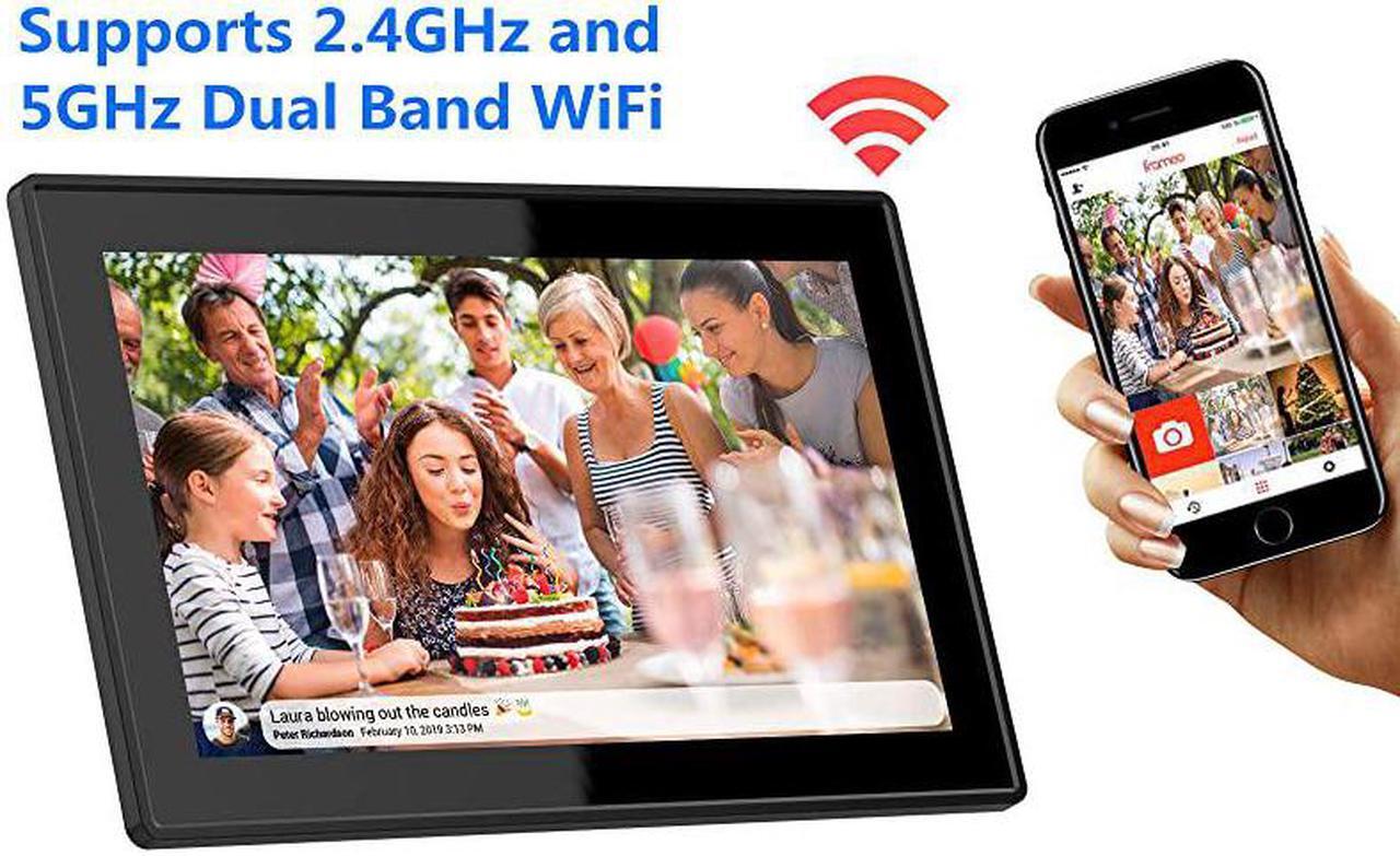Alt view image 2 of 6 - 116 Inch 16GB WiFi Digital Picture Frame 24GHz and 5GHz Dual Band WiFi Touch Screen 1920x1080 IPS LCD Panel WallMountable Send Photos or Small Videos from AnywhereBlack