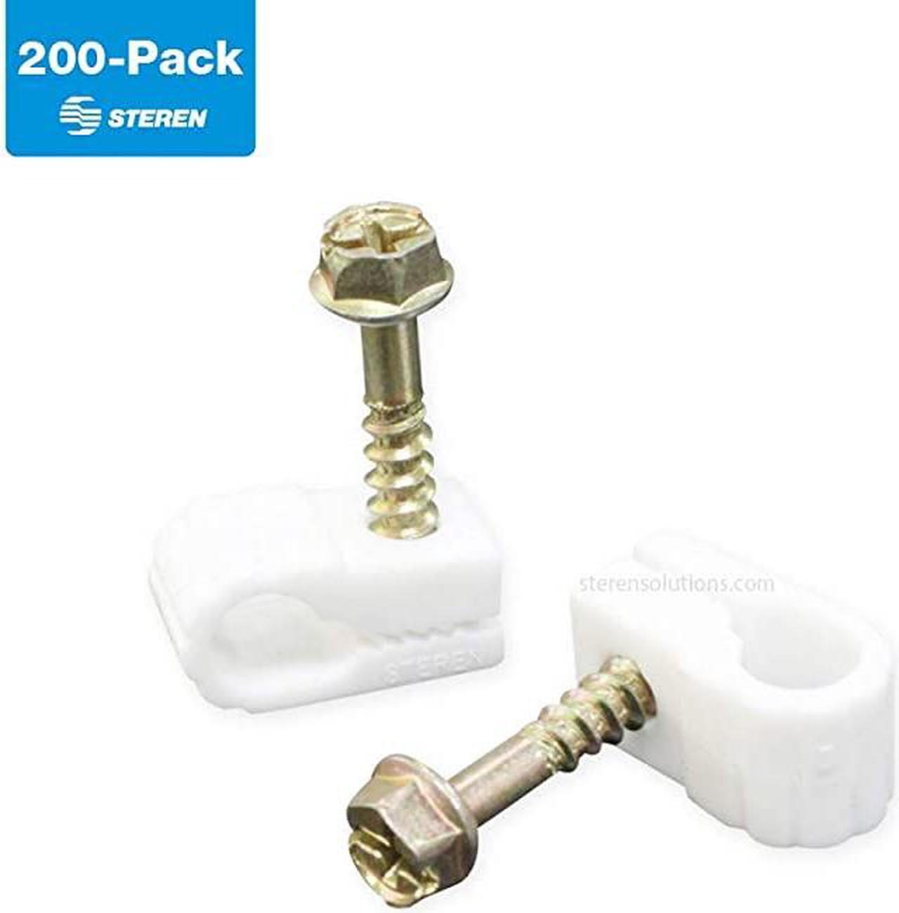 Alt view image 2 of 4 - Coaxial Cable Clips Cable Holder Wire Clips Siding Clips for Hanging Cord Holder for Desk Cable Clamps Cord Clip Wire Organizer Clips Tv Mount Screws White 200 Pack