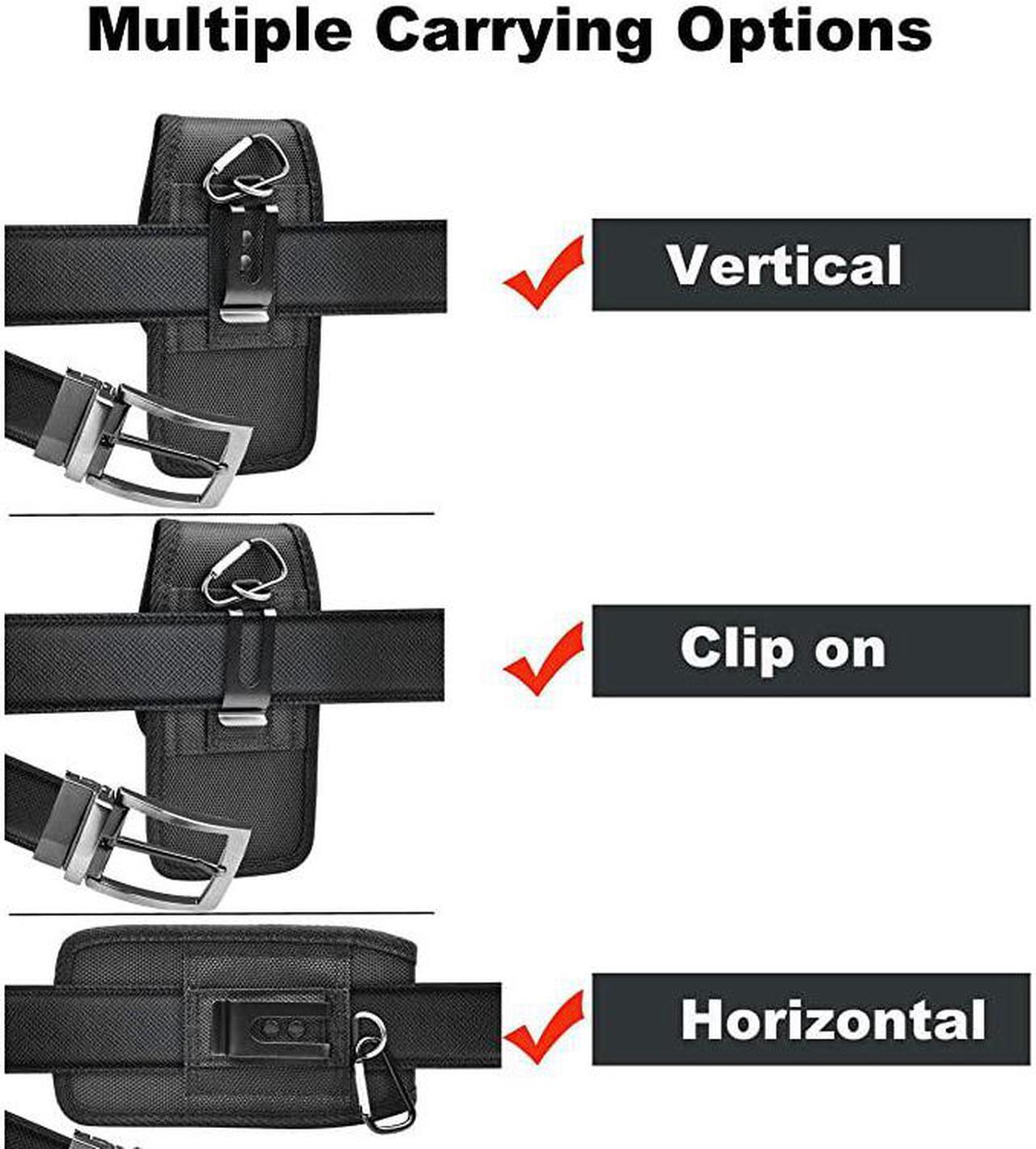 Alt view image 3 of 7 - Phone Holster for Samsung Galaxy S20 Ultra S20 Plus S10+ S9 S8 S7 J7 J3 A01 A11 A21 A51 A71 A10e A20 A30 A50 K51 Stylo 6 Nylon Cell Phone Belt Clip Holster Carrying Pouch w Card HolderBlack