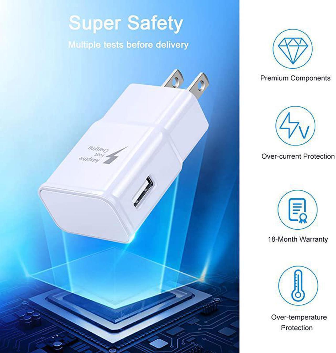 Alt view image 5 of 7 - Adaptive Fast Charger Kit Set with USB Type C Cable 6ft  2 Pack USB C Fast Charger Type C Charger Compatible with Samsung Galaxy S10S10+S10eS9S9 PlusS8S8+Note 89LGHTC and More