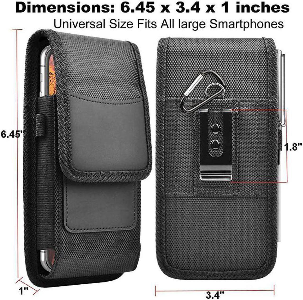 Alt view image 5 of 7 - Phone Holster for Samsung Galaxy S20 Ultra S20 Plus S10+ S9 S8 S7 J7 J3 A01 A11 A21 A51 A71 A10e A20 A30 A50 K51 Stylo 6 Nylon Cell Phone Belt Clip Holster Carrying Pouch w Card HolderBlack