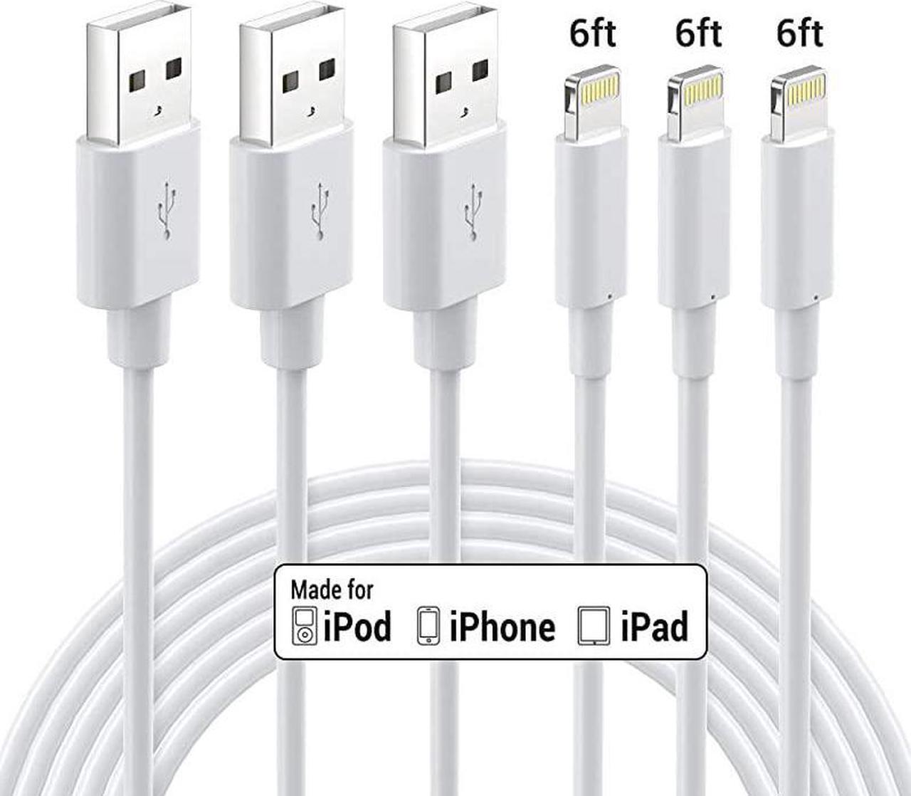 Main image of Cable MFi Certified iPhone Charger 3Pack 6ft Durable to USB A Charging Cable Cord Compatible with iPhone 12 SE 2020 11 Xs Max XR X 8 7 6S 6 Plus 5S iPad Pro iPod Airpods White