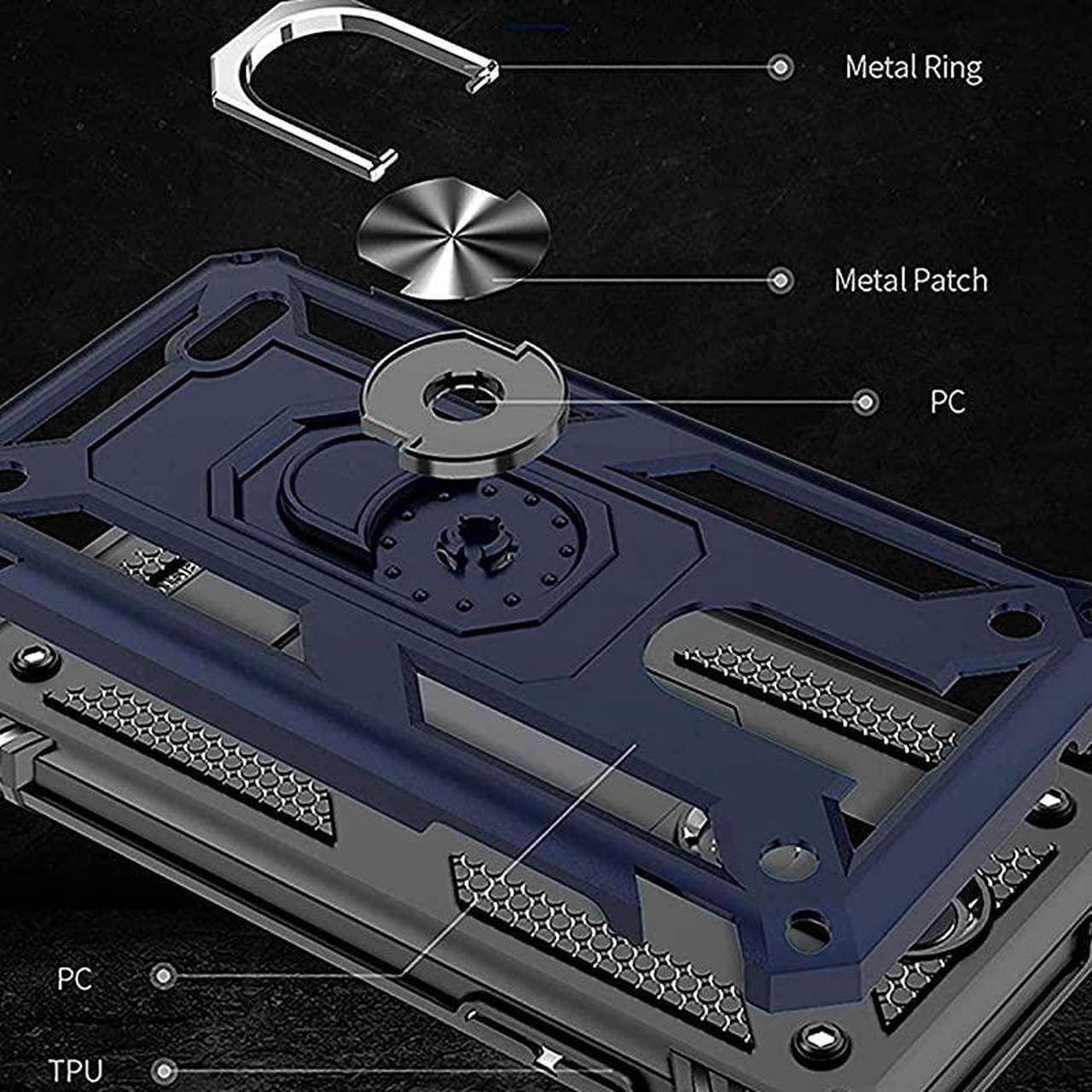 Alt view image 5 of 7 - Phone Case Compatible with LG Aristo 4,Aristo 4 Plus +,Escape Plus,K30 2019,Arena 2,Tribute Royal,Journey LTE, [Full Coverage Tempered Glass Screen Protector] Metal Ring Magnetic Support (Blue)