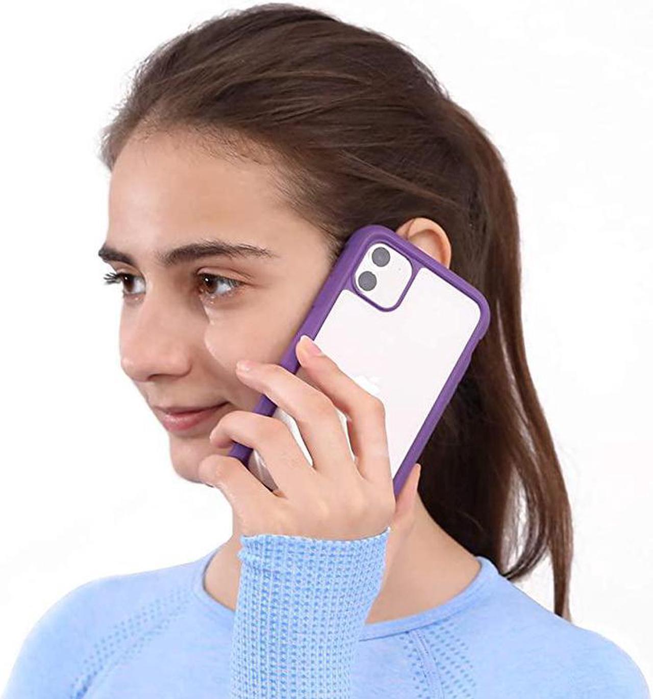 Alt view image 7 of 7 - Compatible with iPhone 11 Case Full Body Rugged Case with Builtin Touch Sensitive AntiScratch Screen Protector Soft TPU Bumper Case Clear Compatible with iPhone 11 61 Purple and Clear
