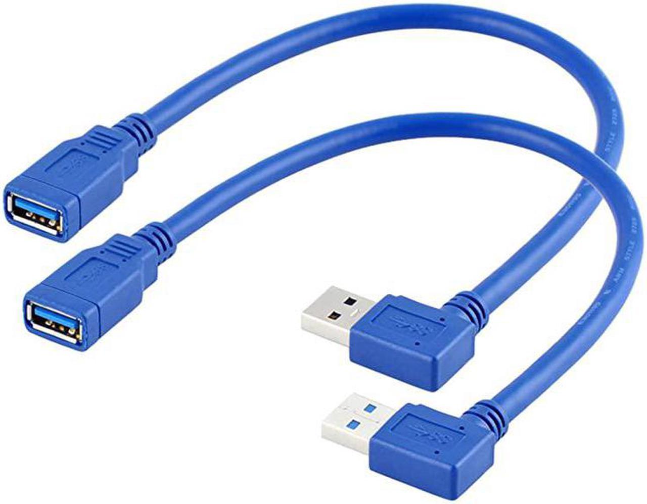 Right Angle USB Extension Cable  Short USB 30 Extension Cable 90 Degree Left Right Angle USB Type A Male to Female Cable for USB A Hub PC Computer Laptop Notebook 2Pack LeftampRight