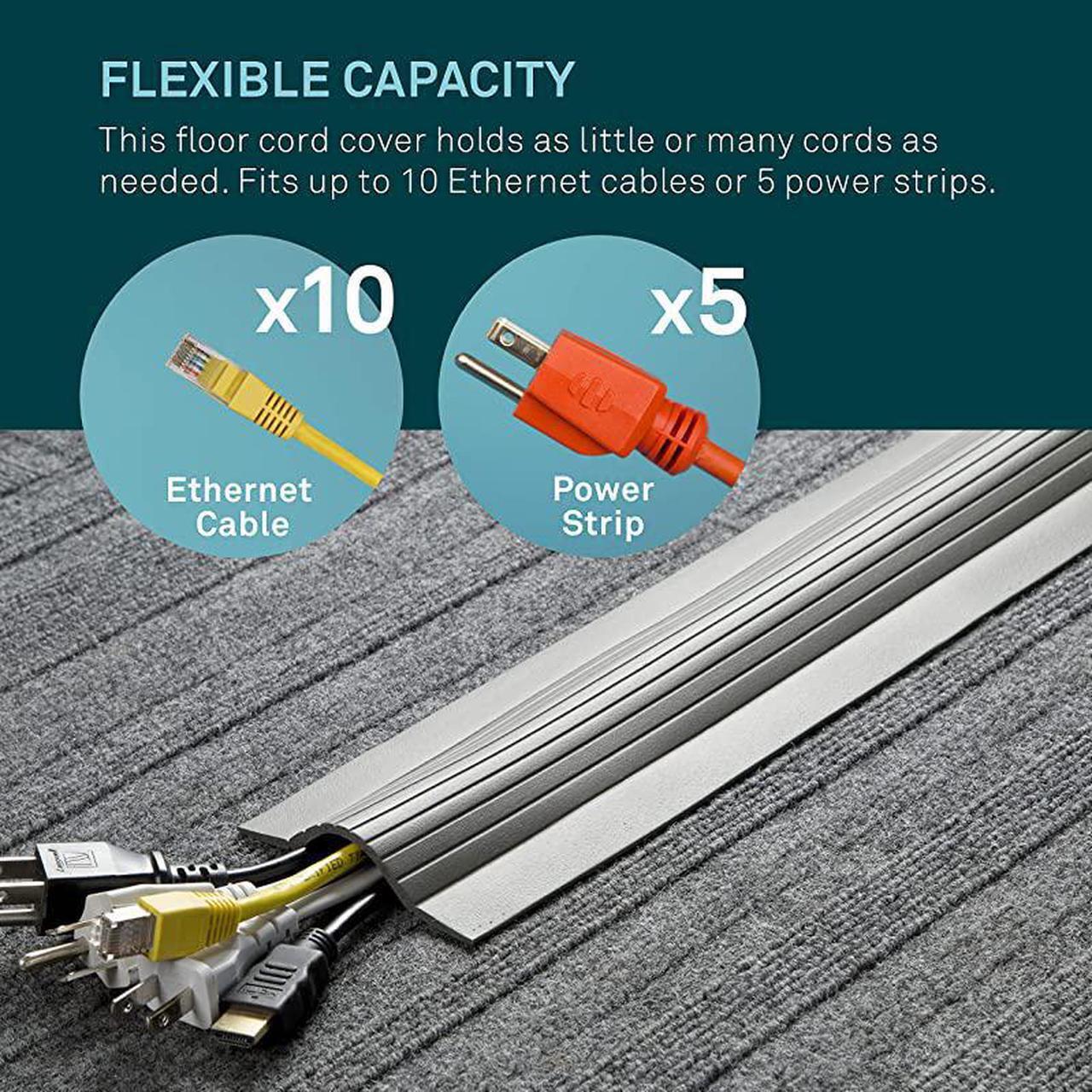 Alt view image 4 of 6 - 10FT Cable Blanket Low Profile Cord Cover and Protector Gray