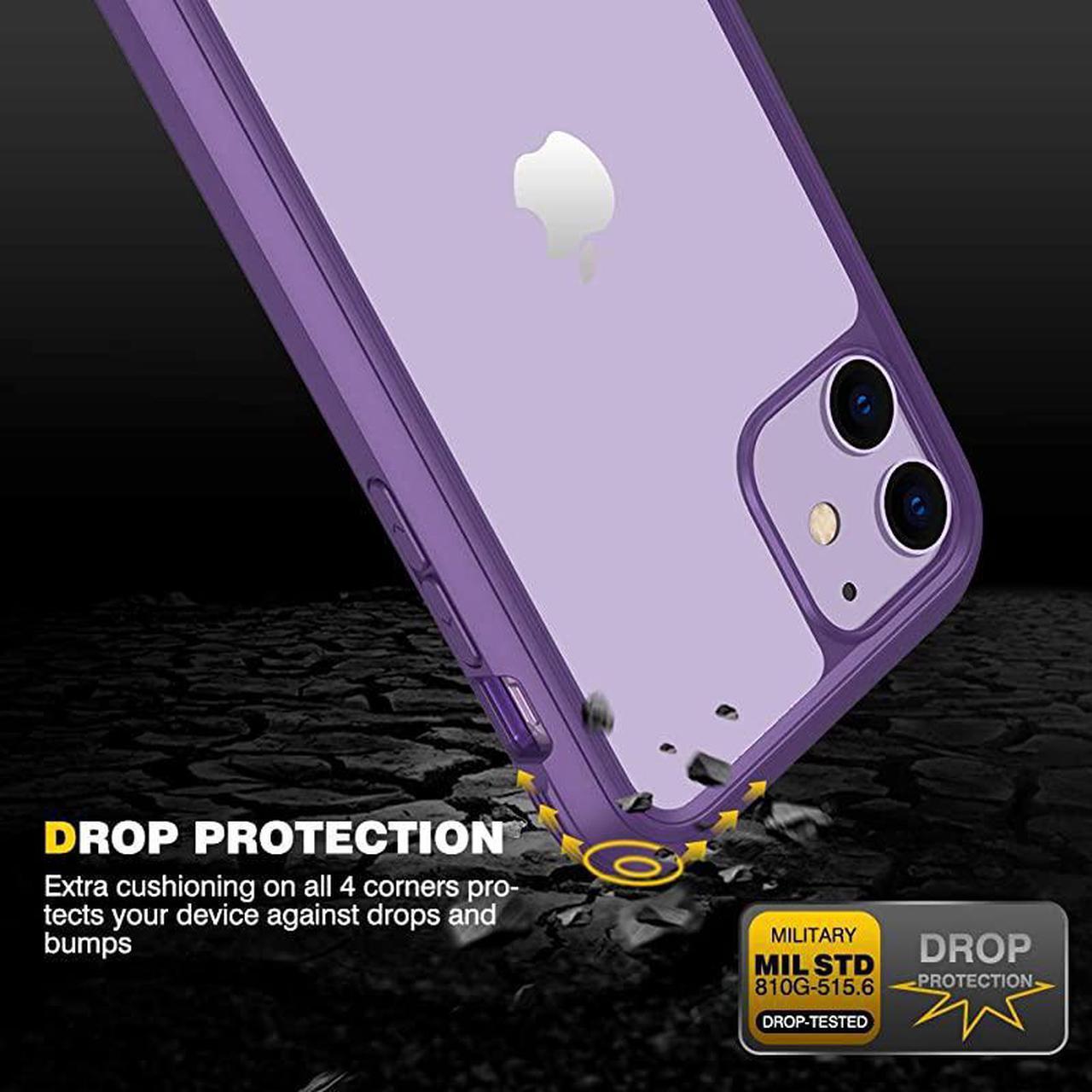 Alt view image 3 of 7 - Compatible with iPhone 11 Case Full Body Rugged Case with Builtin Touch Sensitive AntiScratch Screen Protector Soft TPU Bumper Case Clear Compatible with iPhone 11 61 Purple and Clear
