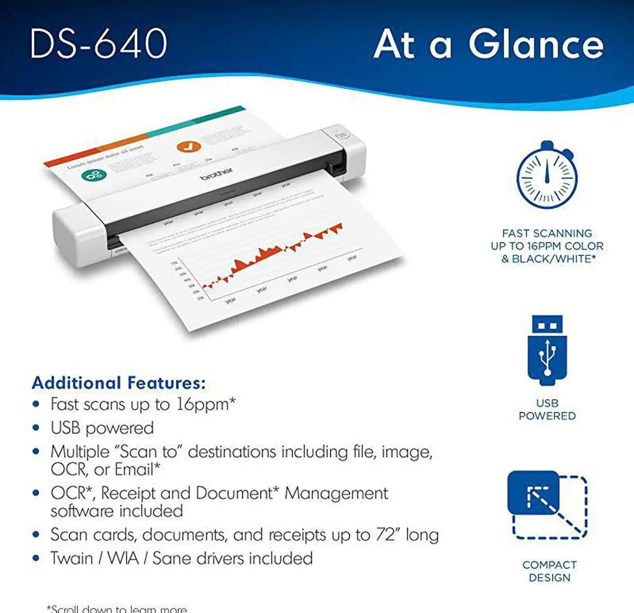Alt view image 2 of 7 - DS640 Compact Mobile Document Scanner Model DS640