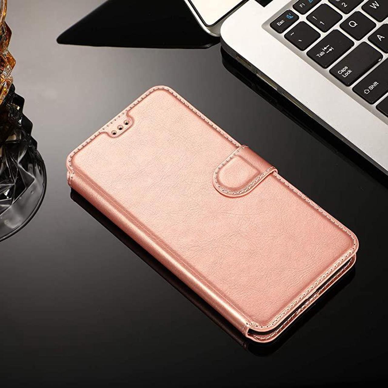 Alt view image 6 of 7 - iPhone 6 Plus iPhone 6S Plus Case Premium PU Leather Simple Wallet Case TPU Bumper [Card Slots] [Kickstand] [Magnetic Closure] Shockproof Flip Cover for Apple iPhone 6P iPhone 6SP Rose Gold